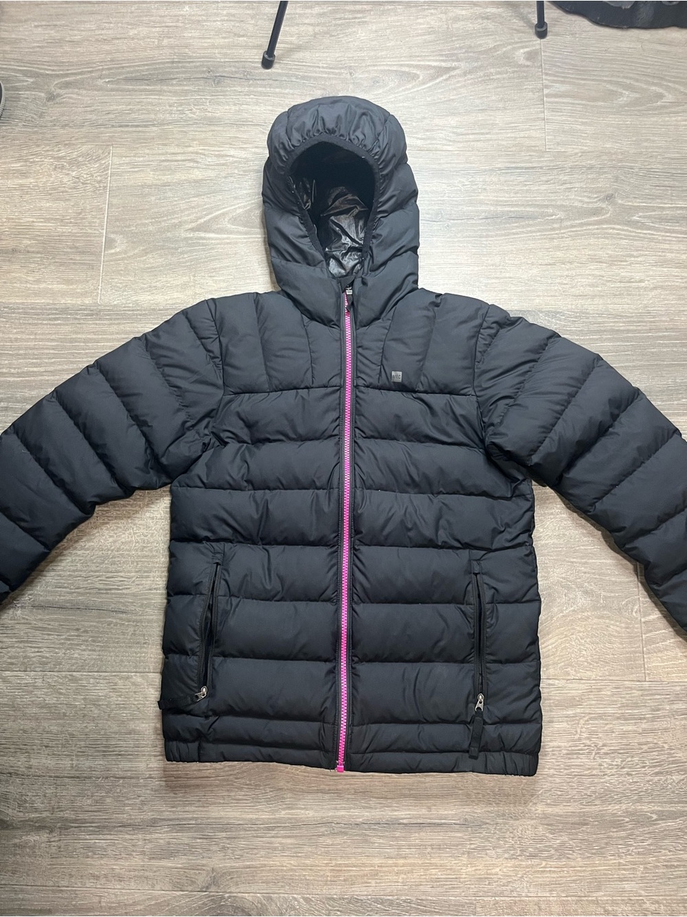MEC Kids Black Puffer Jacket with Pink Zipper
